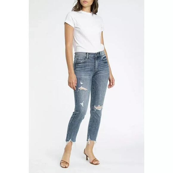 Pistola Women's Blue High Rise Distressed Monroe Cropped Cigarette Jeans Size 27 - Picture 1 of 12